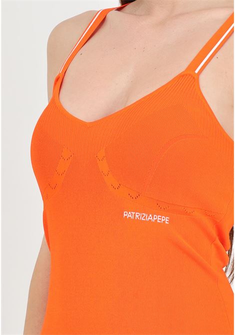Short orange women's knitted dress with jacquard logo PATRIZIA PEPE | 2A2684/K176R825